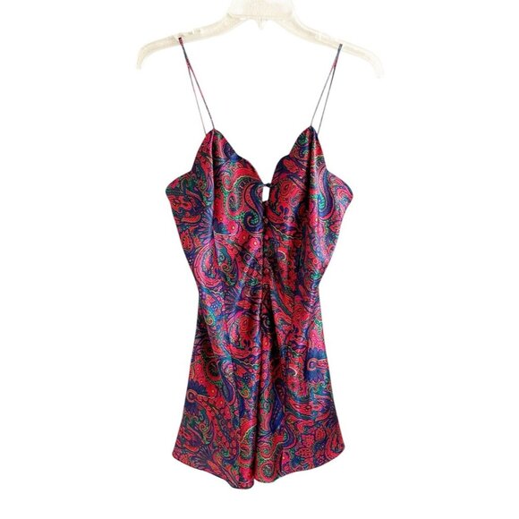 Vintage Victoria Secret Slip Dress Floral Paisley Satin Size Medium 90s Y2K - Picture 2 of 9